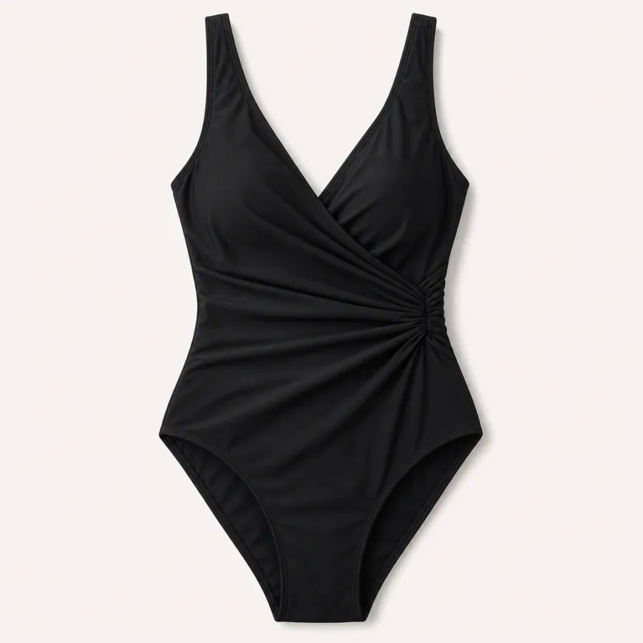Elegant black one-piece swimsuit, product photo