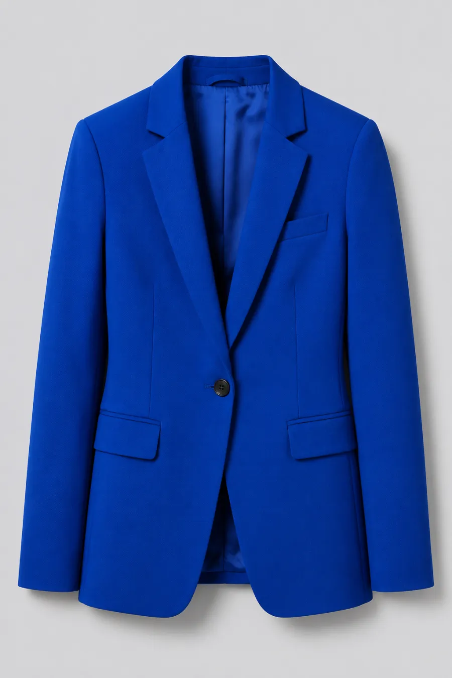 A vivid cobalt-blue blazer, product photo