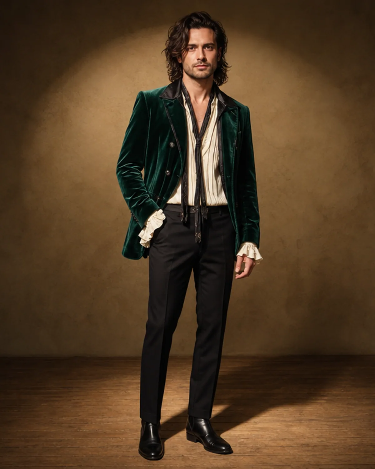 Adult in an original modern glam stage outfit