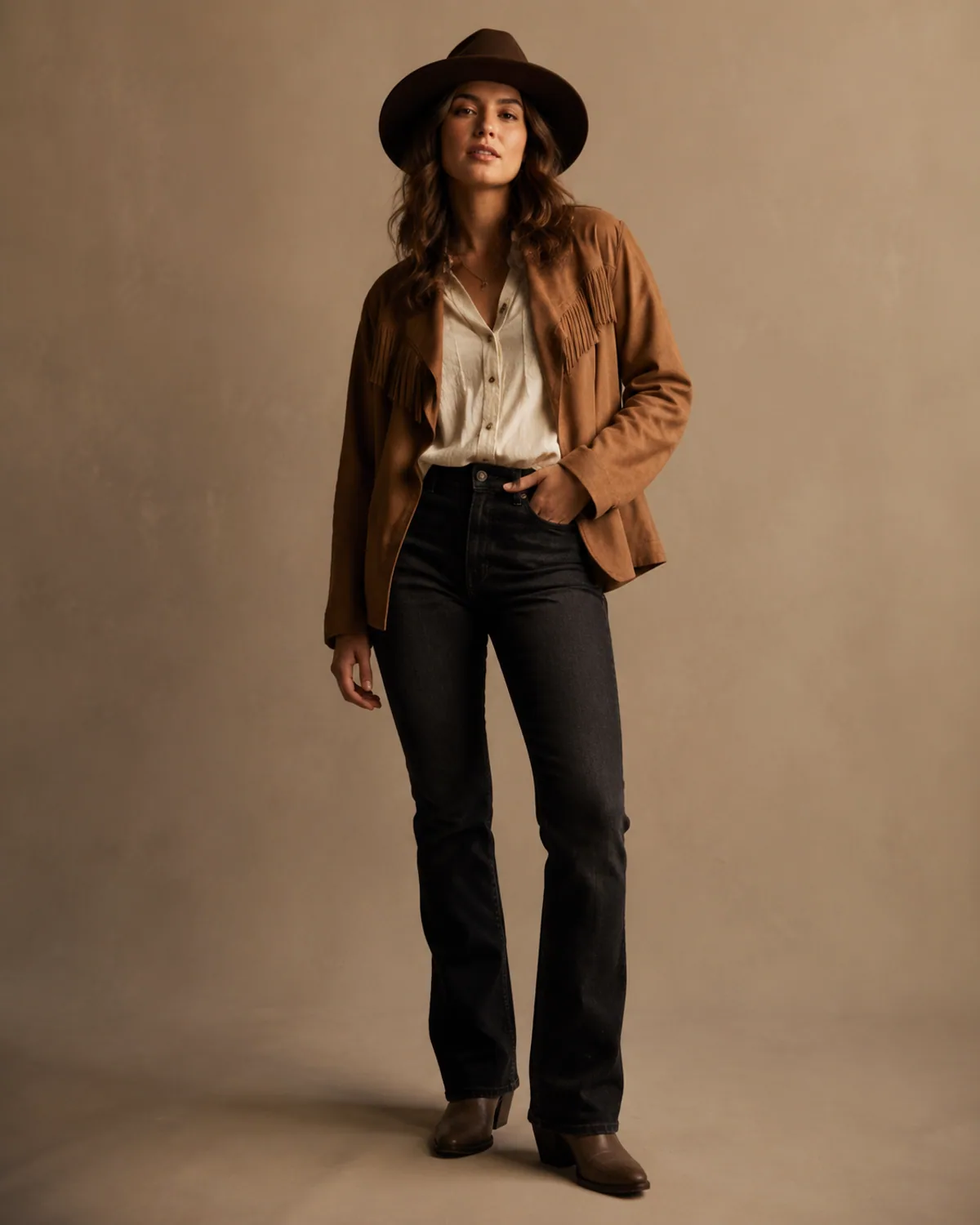 Adult in an original modern ranch outfit