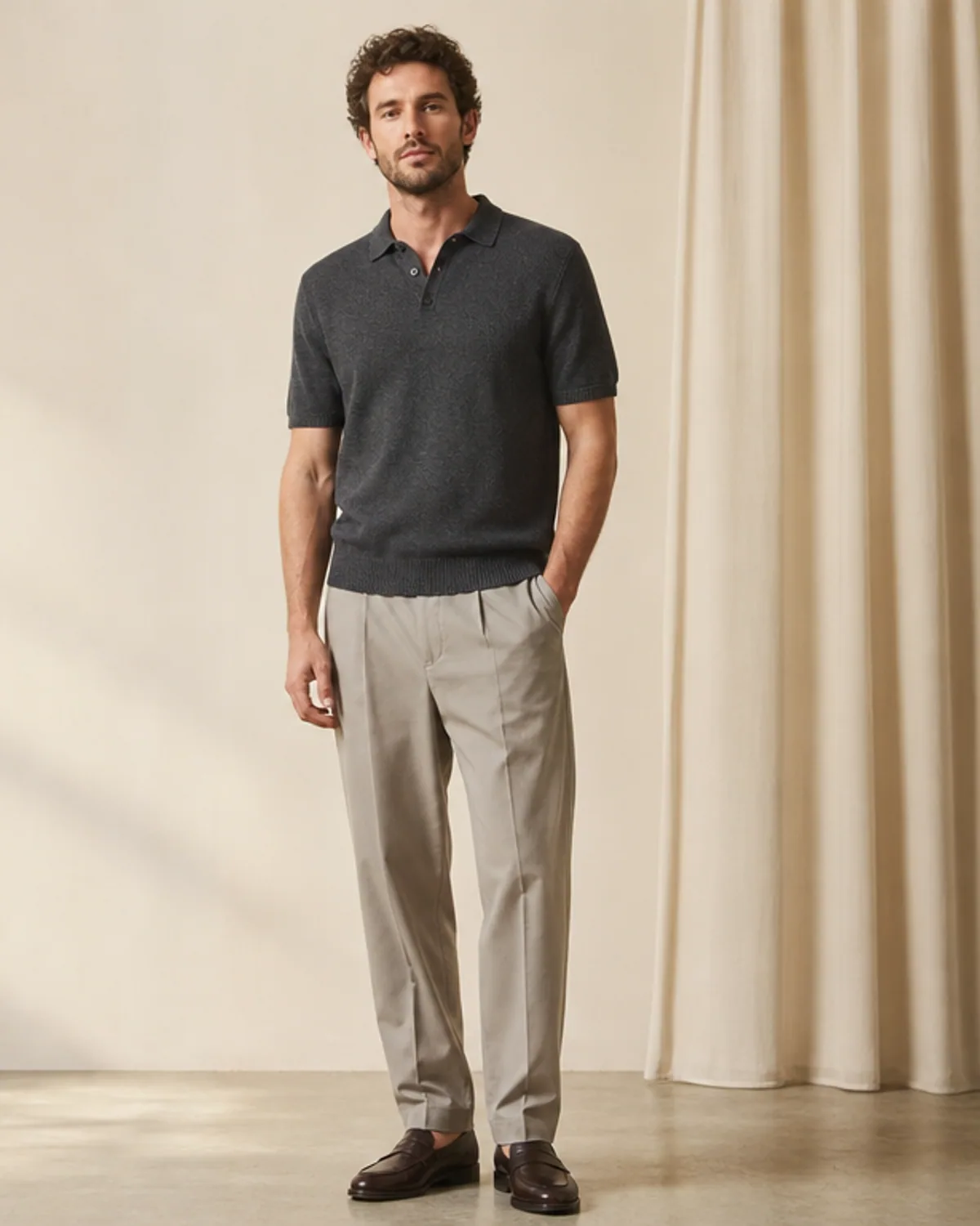 Adult model in a clean studio catalog clothing concept