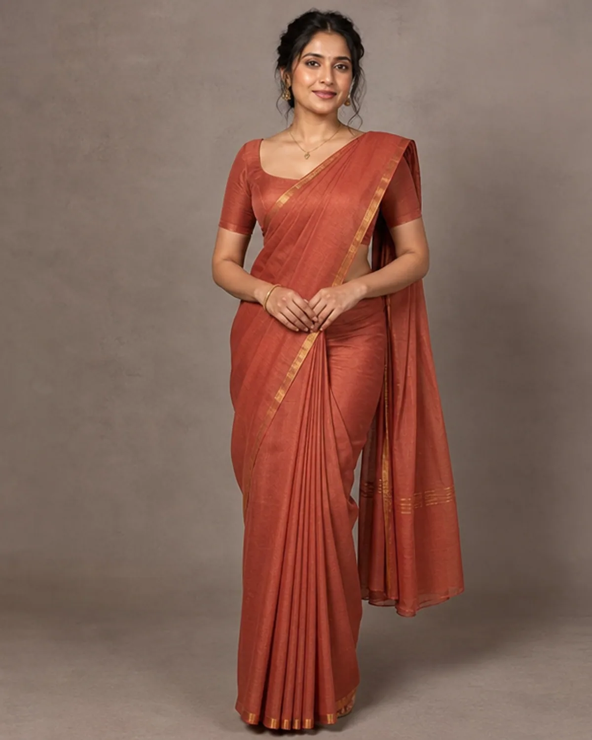 Adult wearing an original refined silk saree concept