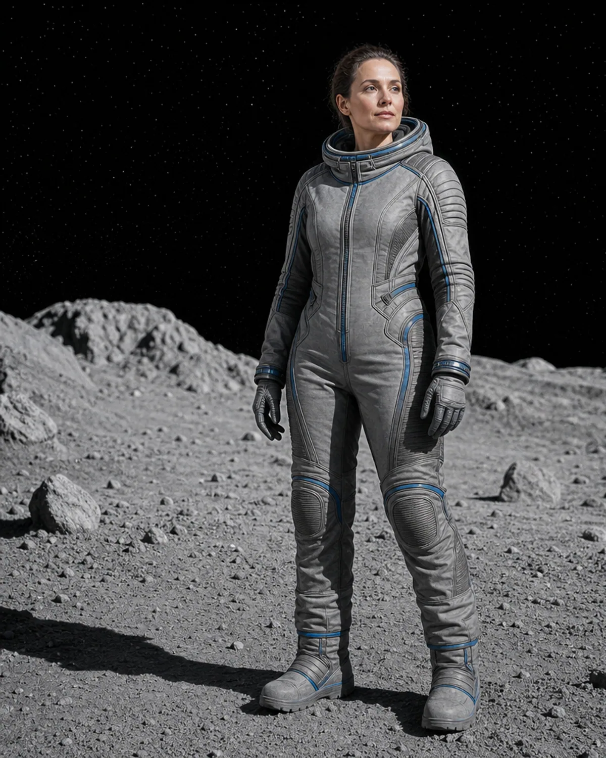 Adult in an original dark deep-space suit portrait