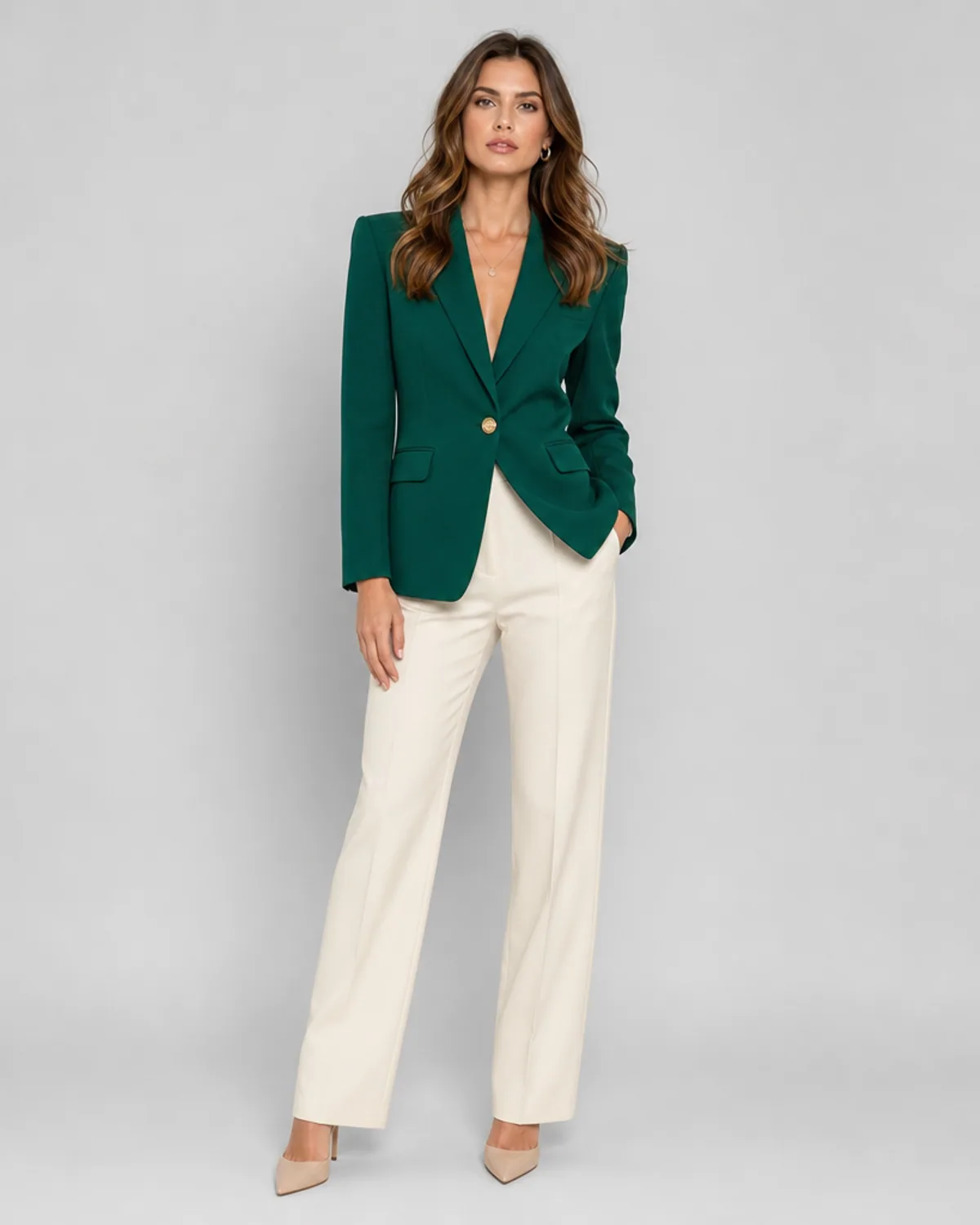 Adult fashion model in an original on-model studio clothing concept