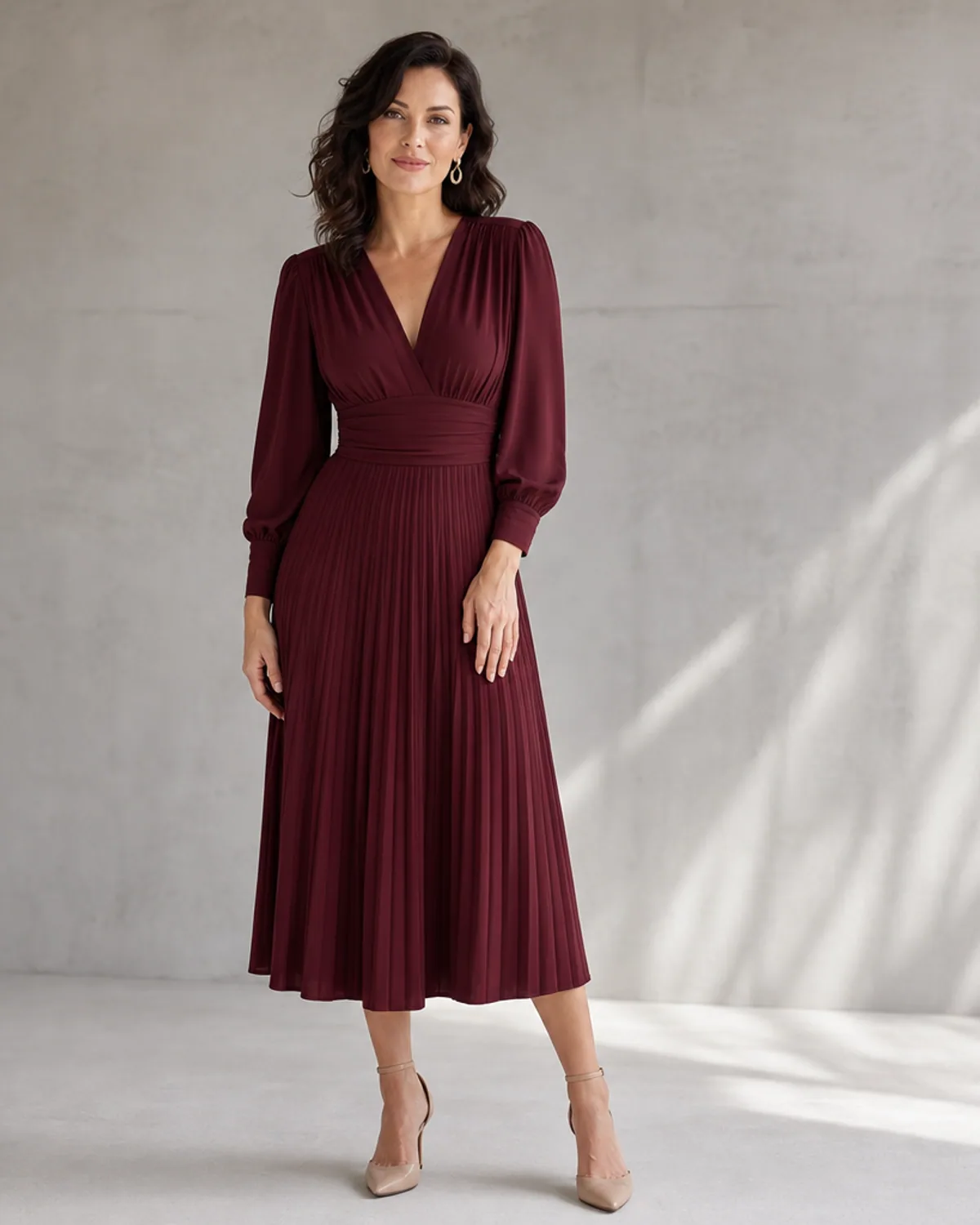 Adult fashion model in a minimal unbranded e-commerce clothing image
