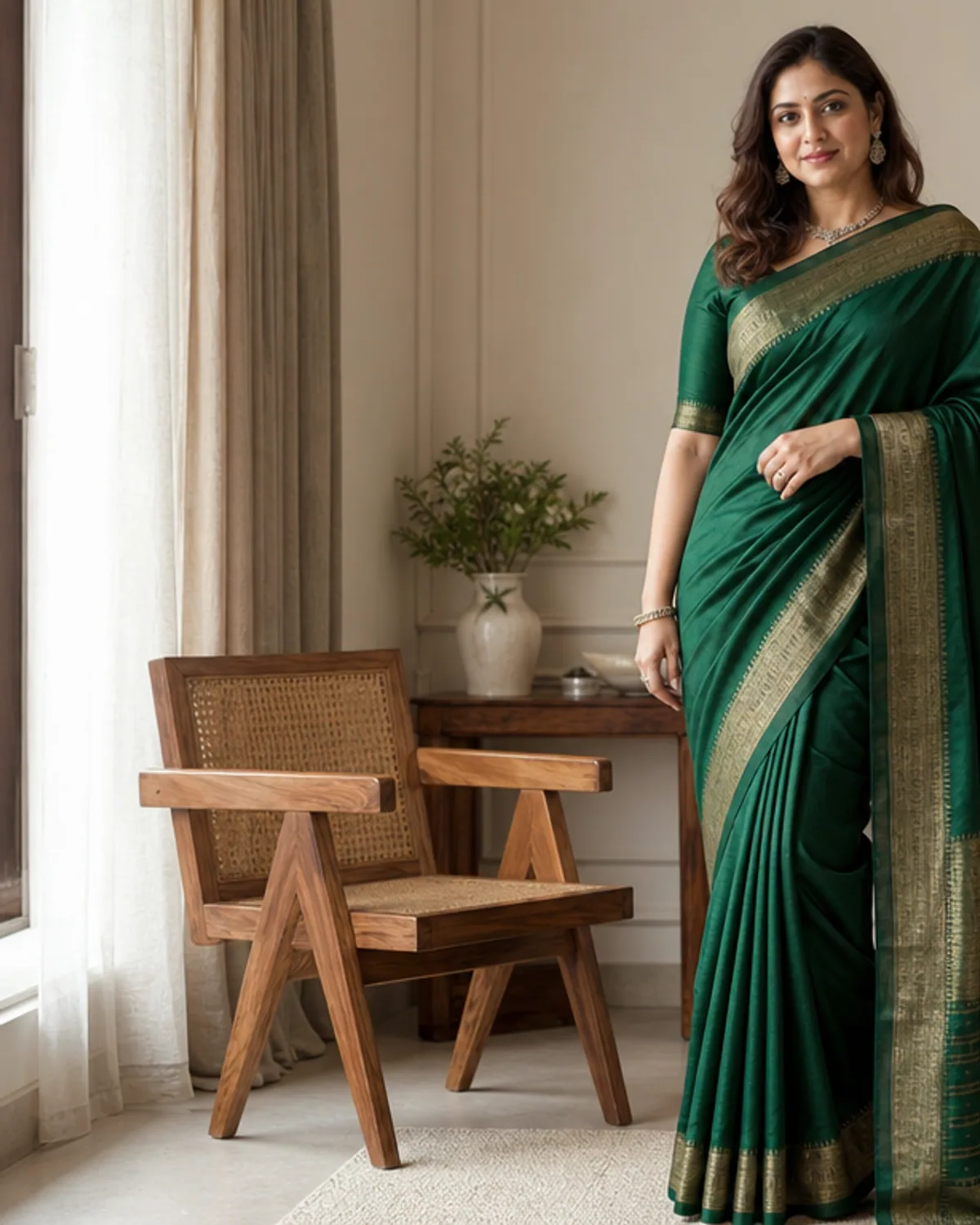Adult wearing an original refined silk saree visual concept