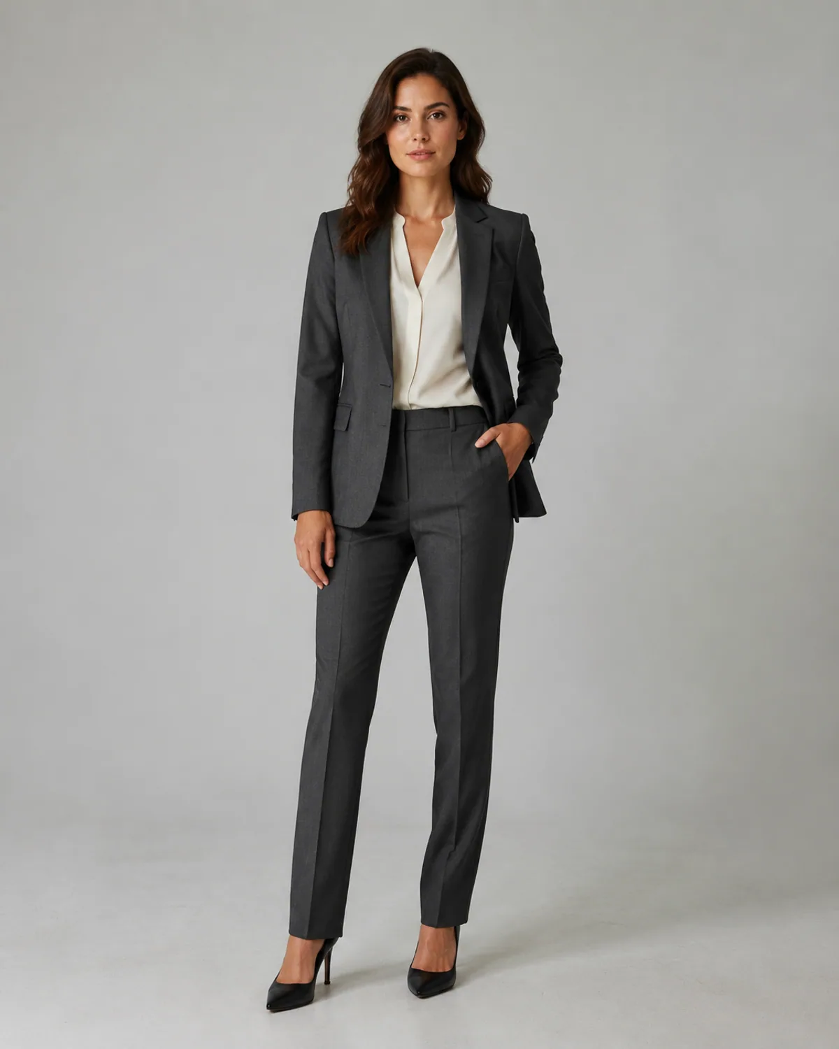 Adult wearing an original smart casual charcoal blazer